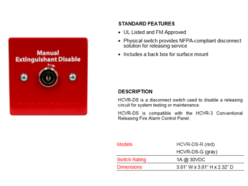 Khóa vô hiệu hóa hệ thống chữa cháy HCVR-DS hoạt động ra sao? - 1